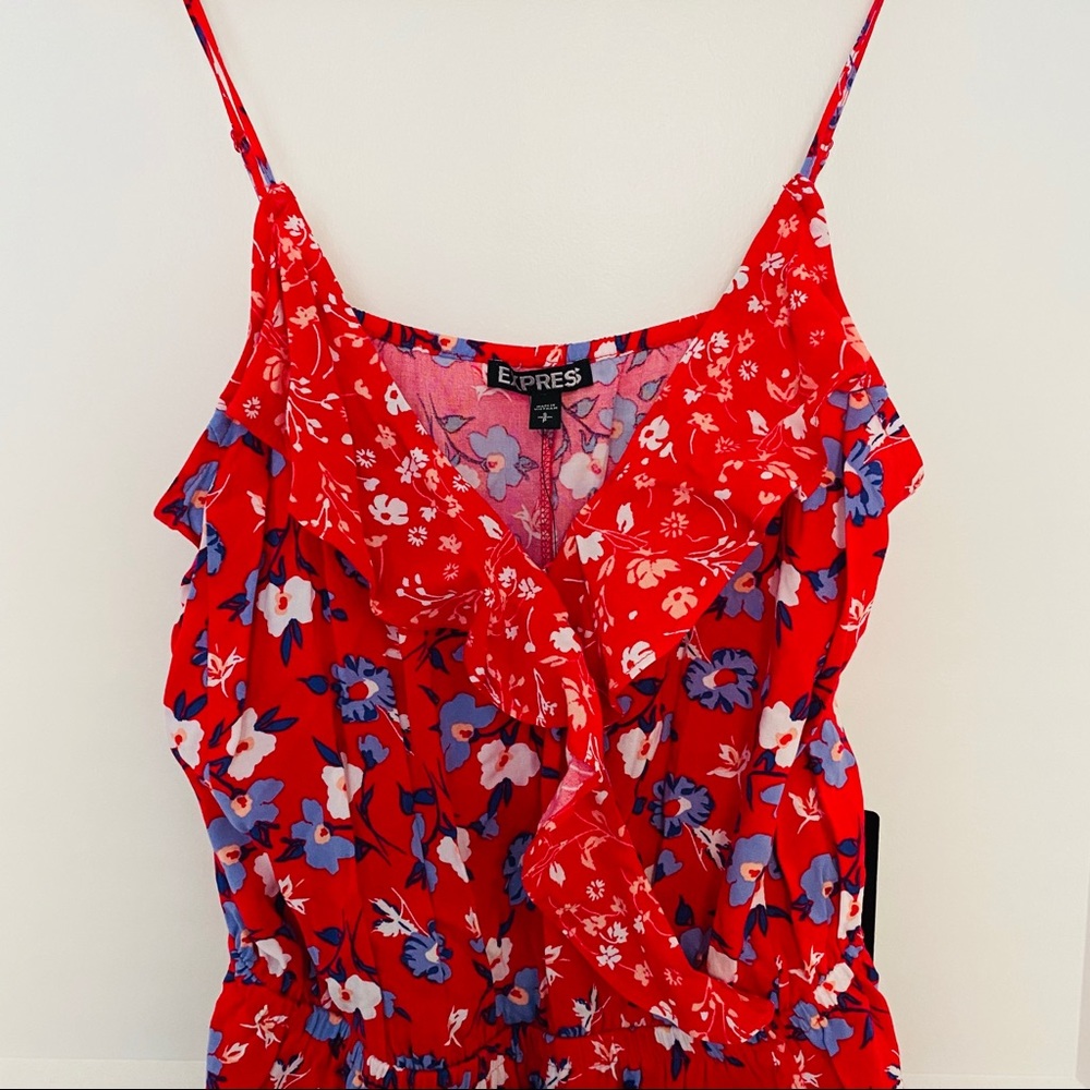 Express Mini Ruffle Wrap Dress (Red) - Picture 4 of 5